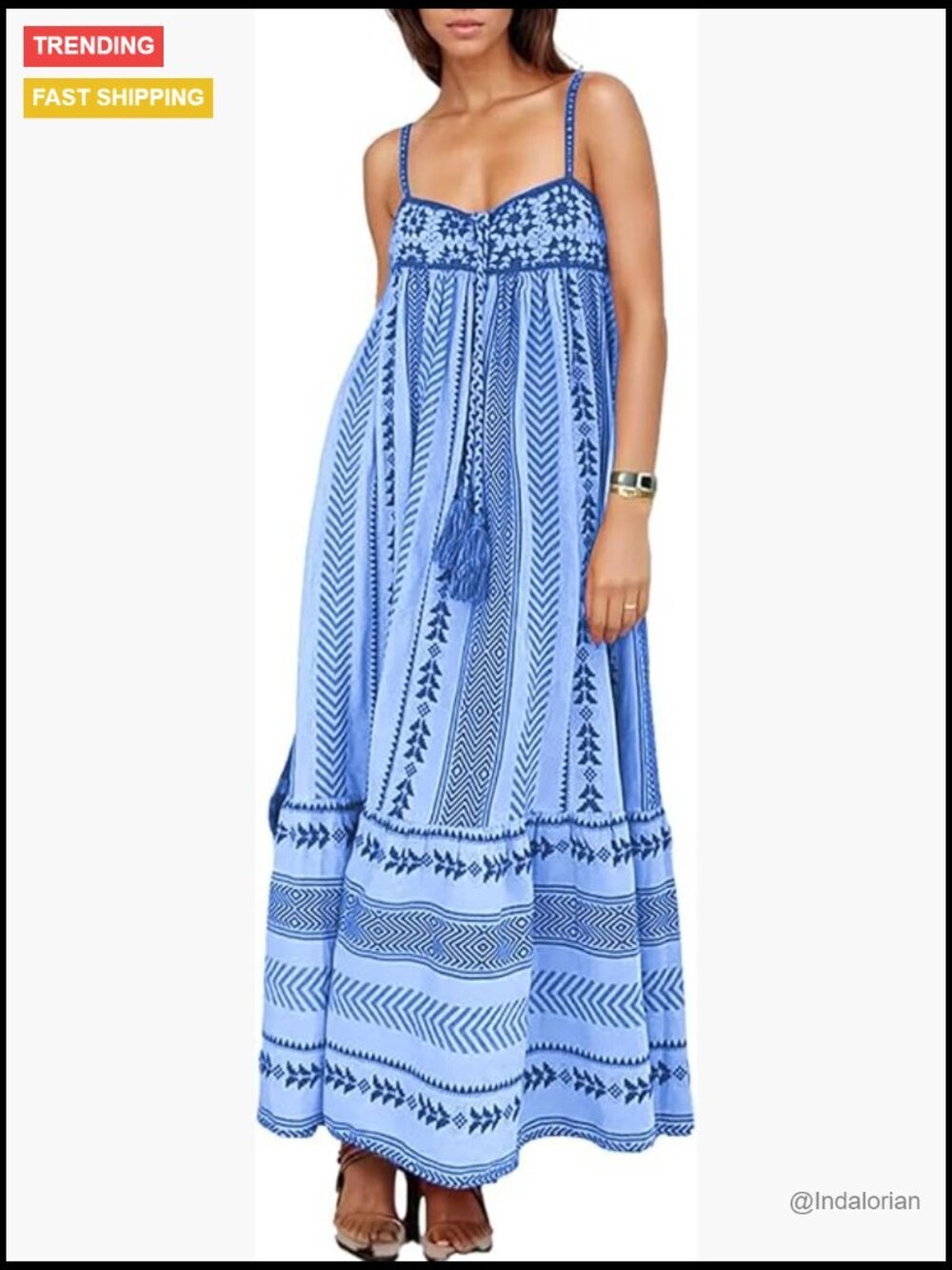 Crochet Patchwork Slip Sleeveless Maxi Dress Flowy Swing